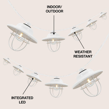 Indoor/Outdoor 10 ft. Rustic Farmhouse Incandescent G40 Metal Cage Shade String Lights